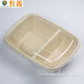 Wegwerp Bento Food 2 Compartimentpapier rechthoekige lade